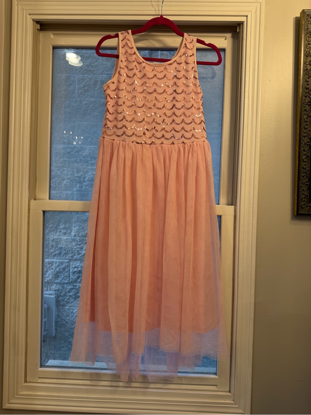Cat & Jack Peach Pink Sequin Tulle Party Dress